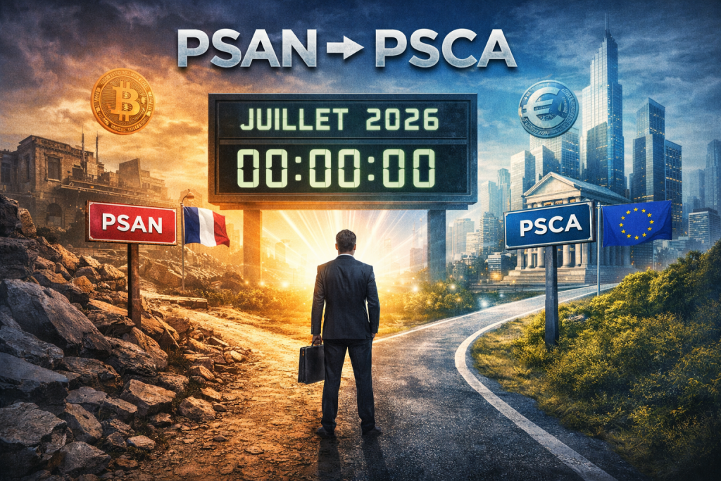 PSAN ➜ PSCA : juillet 2026, la fin de l’ère startup crypto et le début de l’ère financière